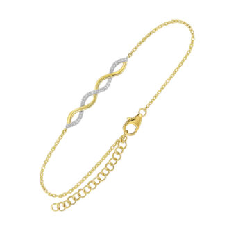 Twist Cable Link Bracelet with .10ctw Diamonds in 10k Yellow Gold