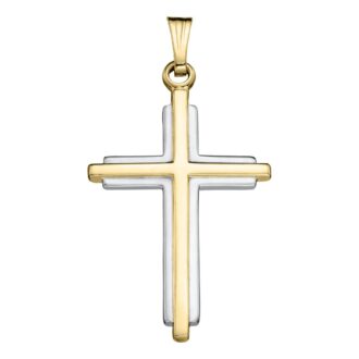 Sterling Silver & Gold-Filled Layered Cross Necklace 18"