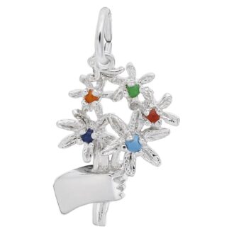 Silver Bouquet Charm with Gemstones