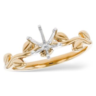 Leaf Semi Mount Engagement Ring 14k Yellow Gold Holds 1.5ct