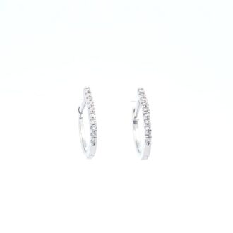 Oval Diamond Huggie Hoop Earrings in 10k White Gold 0.08ctw