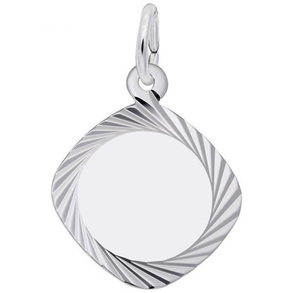 Diamond Faceted Disc Charm in Sterling Silver by Rembrandt Charms