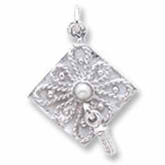 Sterling Silver Graduation Cap Charm by Rembrandt
