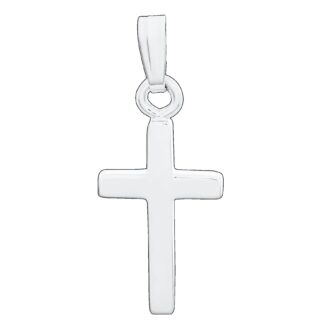 Square Edge Cross Pendant Sterling Silver Plain Polished