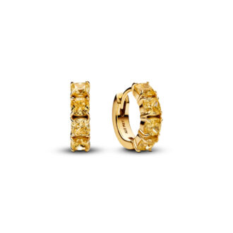 Pandora 14KYGP Yellow CZ Huggie Hoop Earrings