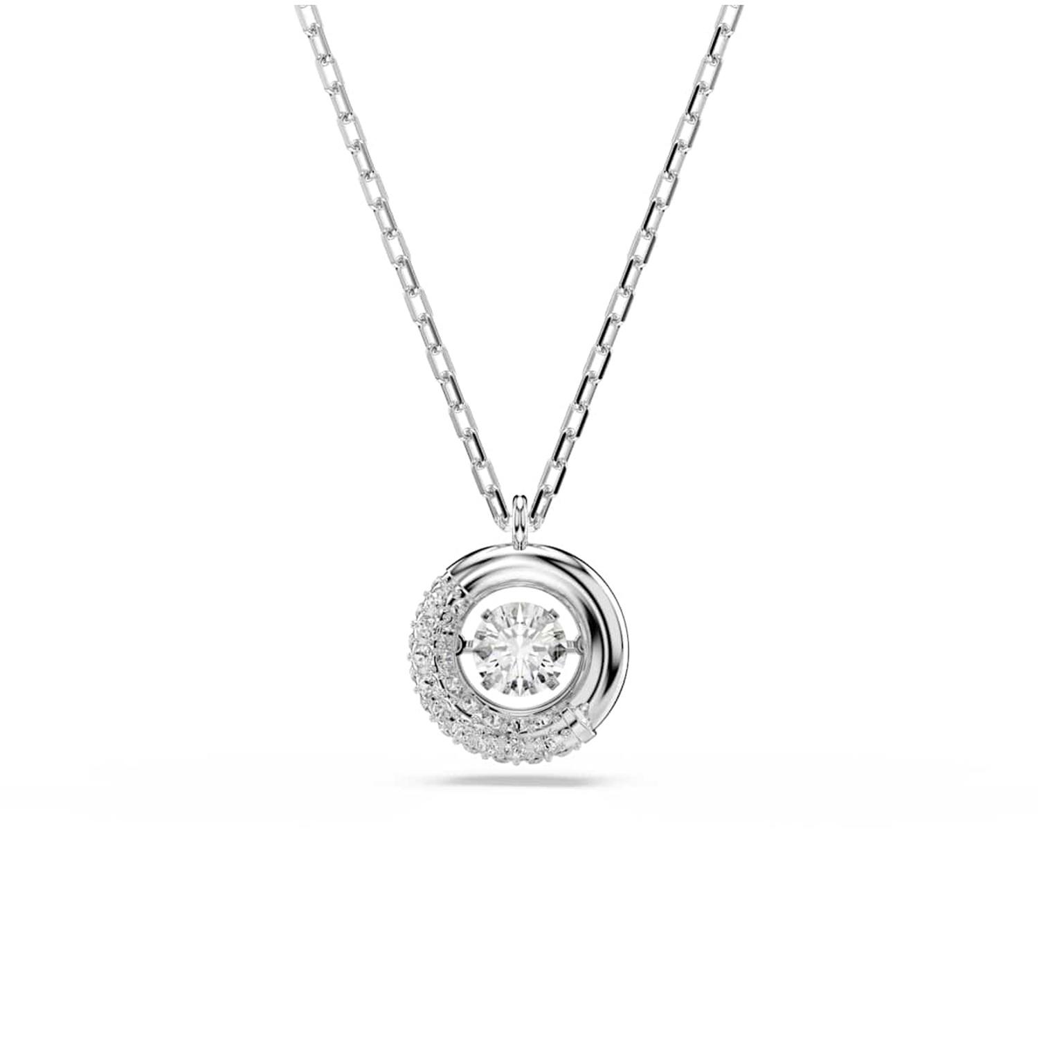Swarovski Dextera Necklace - Round, White Crystal Drop Pendant