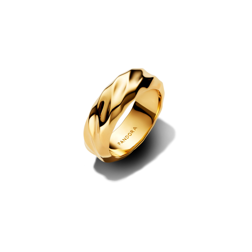 Pandora 14K Yellow Gold Plated Rippled Ring