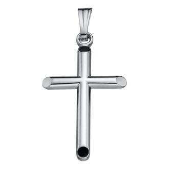 Sterling Silver Polished Flat-End Cross, 18" Rolo Chain