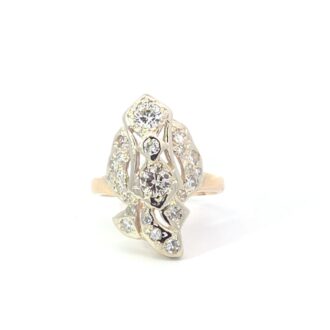 14K Two-Tone Antique Diamond Fashion Ring, 0.85ctw