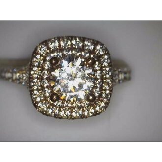 Double Square Halo Engagement Ring 1.05ctw 14K White Gold