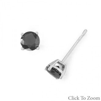 Black Cubic Zirconia Stud Earrings in Sterling Silver