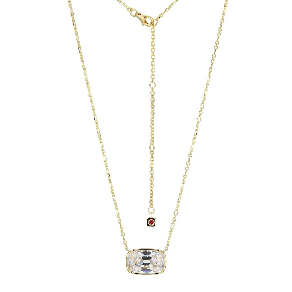 Treasure Emerald-Cut CZ Pendant Necklace, Yellow Gold