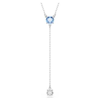 Swarovski Stilla Y Necklace with Blue and Clear Crystals