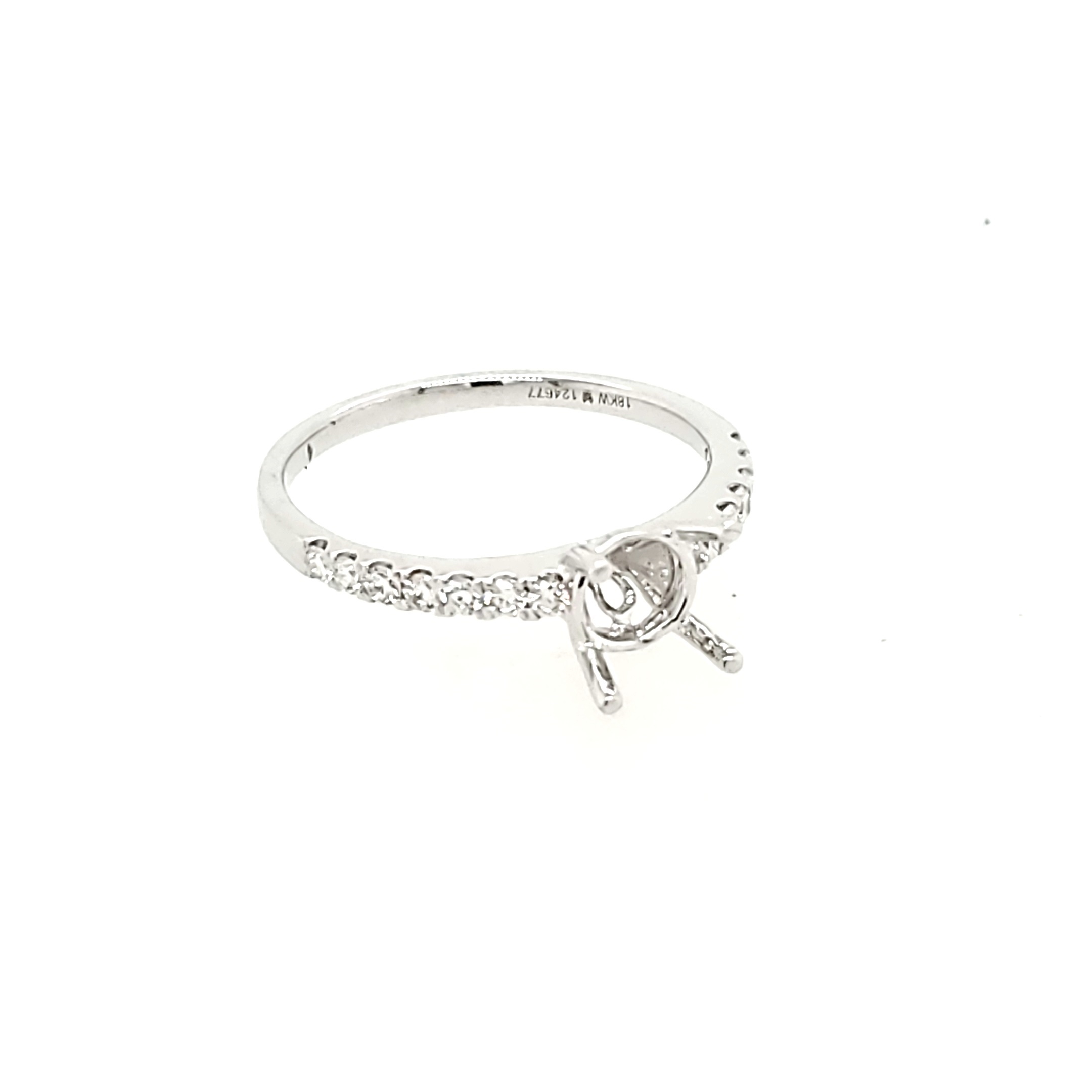 Semi Mounting Engagement Ring with .27ctw Round Diamonds in 18k White Gold