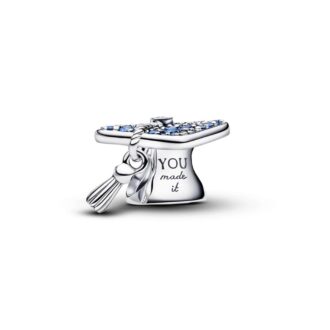 Pandora Silver Graduation Cap Charm with Blue Crystal & CZ