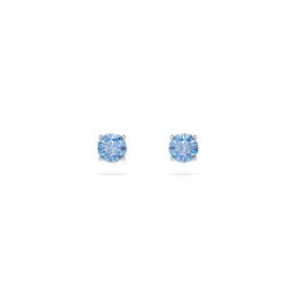 Swarovski Stilla Blue Crystal Stud Earrings in Metal Plate