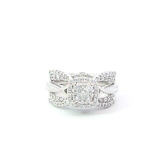 Pre-Owned Halo Engagement Ring & Jacket .82ctw White Gold