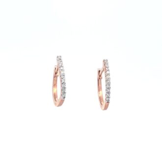 Oval Huggie Hoops with 1/12ctw Diamonds in 10k Rose Gold