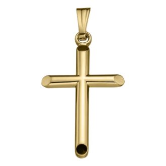 Yellow Gold-Filled Flat-End Polished Cross Pendant 18" Chain