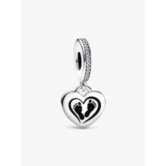Pandora Baby Feet Heart Dangle Charm in Sterling Silver
