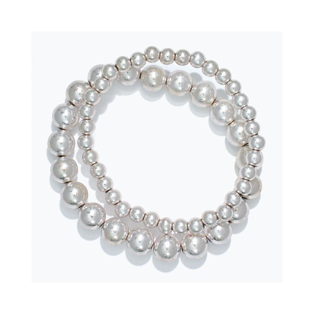 Burnished Silver Bead Bracelet