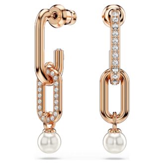 Swarovski Constella pearl drop earrings - Rose crystal accents