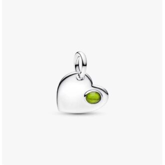 Pandora Silver Engravable Heart Charm, August Birthstone