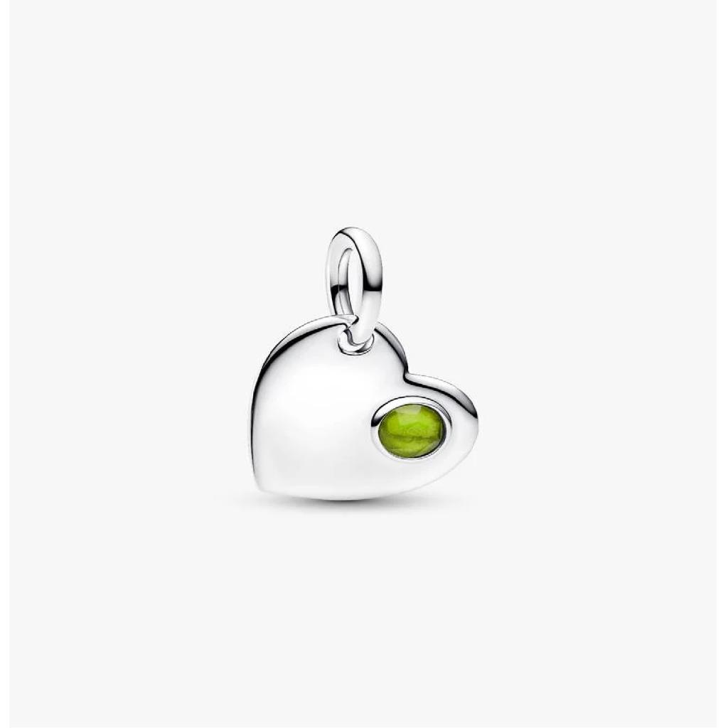 Pandora Silver Engravable Heart Charm, August Birthstone