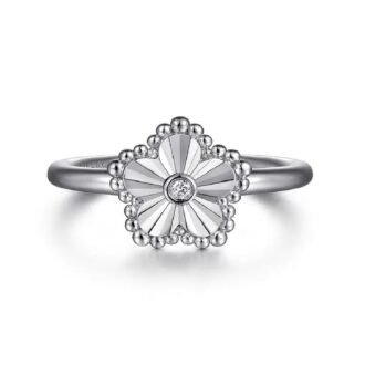 Gabriel Bujukan Flower Frame Ring with .01ctw Diamonds in Silver