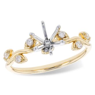 14k Yellow Gold Leaf Engagement Ring w/ 1.01ct Lab Diamond