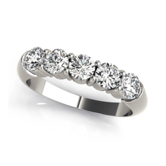 5 Stone Band with 2.00ctw Round Lab Grown Diamonds in 14k White Gold