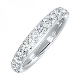 Prong Set Wedding Band with .50ctw Round Diamonds in 14k White Gold