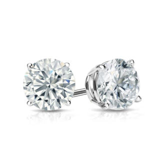 4 Prong Stud Earrings with .75ctw Round Lab Grown Diamonds in 14k White Gold