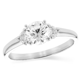 14K White Gold Three-Stone Engagement Ring with .70CTW