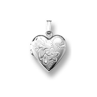 Ss 15" Hrt Locket W/Hand Eng Flwrs