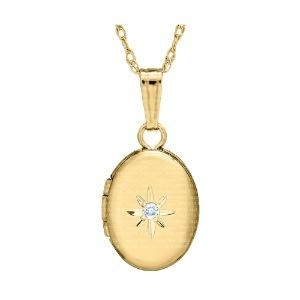 14KGF 15" Oval Satin Diamond Locket