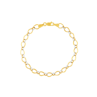 Hollow Open Link Bracelet in 14k Tri-Color Gold 7.25"