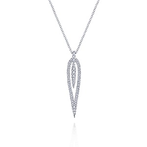 Gabriel & Co Teardrop Necklace with .32ctw Round Diamonds in 14k White Gold