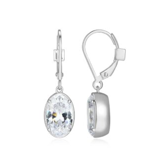 Sterling Silver 11x7mm Oval Dangle Earrings