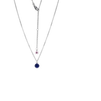 Sterling Silver Lab-Created Sapphire & Lab Diamond Necklace