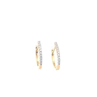 10k Yellow Gold Oval Huggie Hoops 0.08ctw Diamonds