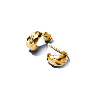 Pandora 14KYGP Rippled Huggie Hoop Earrings