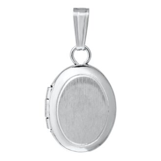 Small Oval Satin Locket Pendant in Sterling Silver - 13" Chain