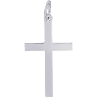 Sterling Silver Large Plain Cross Necklace, 20" Rope Chain