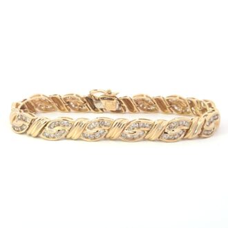 14K Yellow Gold 3.5ct Channel Diamond Curve Tennis Bracelet