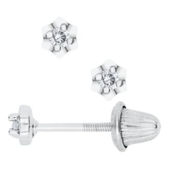 Sterling Silver Stud Earrings with .06ctw Round Diamonds