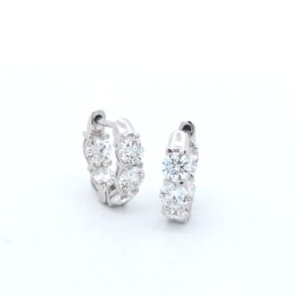 Inside Out Huggie Hoop Earrings with 2.11ctw Round Diamonds in 14k White Gold