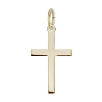 Yellow Gold-Plated Cross Charm Necklace with 18" Chain