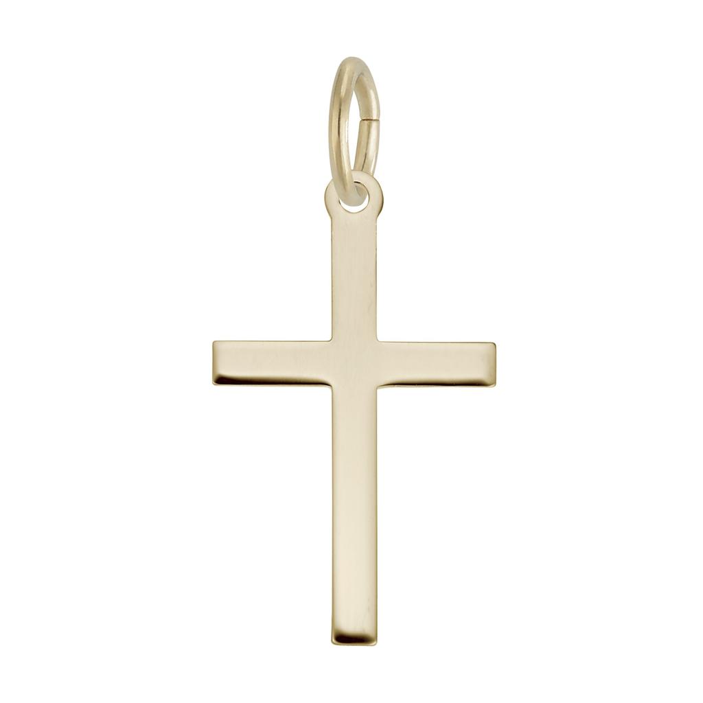 Yellow Gold-Plated Cross Charm Necklace with 18" Chain