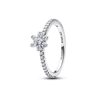 Pandora Sterling Silver Clear CZ Flower Ring Size 54